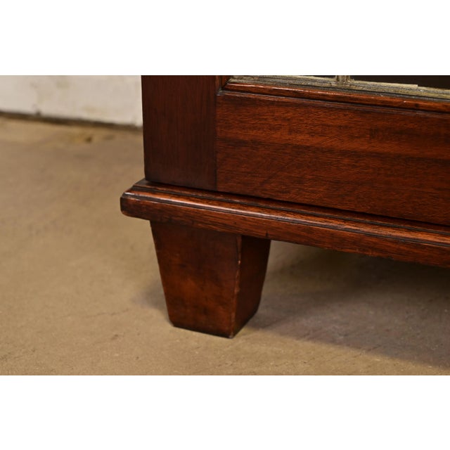 Brown R. J. Horner Style Antique Arts & Crafts Mahogany Leaded Glass Bookcase, Circa 1920s For Sale - Image 8 of 12
