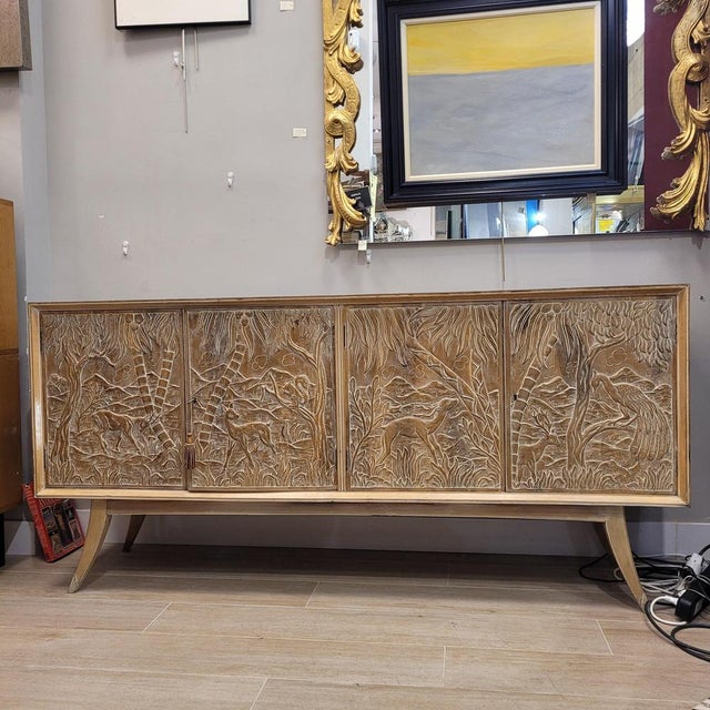 Vintage Spanish Sideboard in Carved Wood, 1970s For Sale - Image 6 of 18
