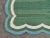 Handmade Cotton Reversible Scalloped Edge Rug Forest Green With Cream and Teal Blue Border - 6'x9' For Sale - Image 10 of 11