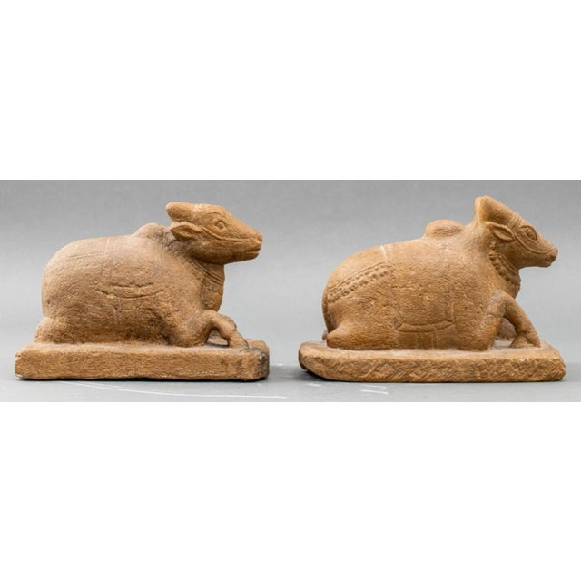 Indian Indian Sandstone Nandi Sculptures, Pair For Sale - Image 3 of 13