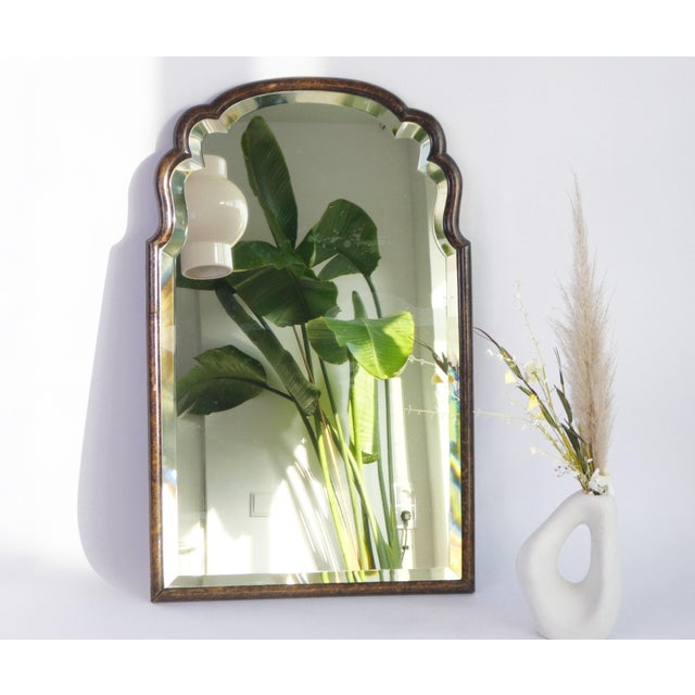Large Antique Dutch Wall Mirror with Scalloped Mahogany Frame and Beveled Glass, 1890s For Sale - Image 14 of 14