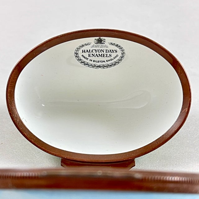 Halcyon Days English Bilston Porcelain Rabbit Trinket Box For Sale - Image 9 of 9