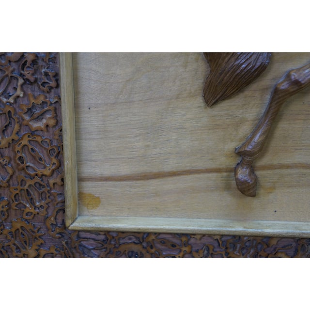 Late 20th Century Chinese Carved Walnut Bole Xiang Ma Selecting a Horse Plaque 27" For Sale - Image 9 of 11