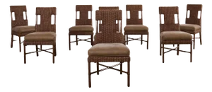 Set of Eight Thomas Pheasant for McGuire Rattan Dining Chairs