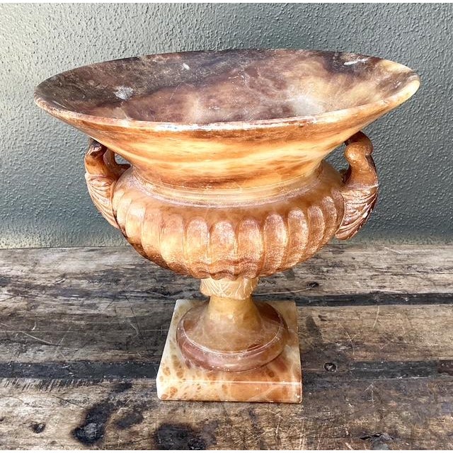 Stone Vintage Alabaster Carved Urn For Sale - Image 7 of 12