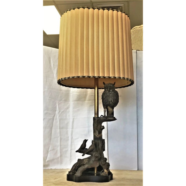Mid Century Modern Bronze Owl Lamp by Marbro Lamp Co. With Original Shade For Sale - Image 13 of 13