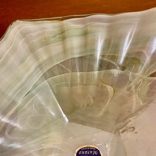 Glass Vintage Lavorazione Murano Art Glass Handblown Free Form Bowl For Sale - Image 7 of 9