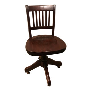 Vintage American Wooden Reclining Desk Chair For Sale