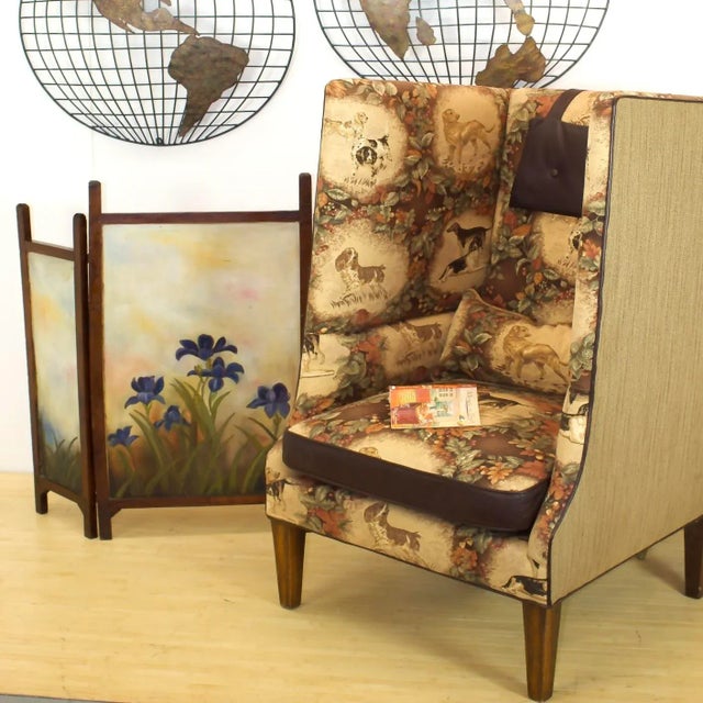 Textile Old Hickory Tannery Tall Privacy Chair | English Hunting Dogs Fabric Design For Sale - Image 7 of 10