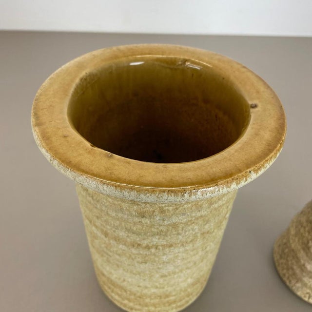 Brown Ceramic Studio Pottery Vases from Vest Ceramics, Netherlands, 1970, Set of 2 For Sale - Image 8 of 18