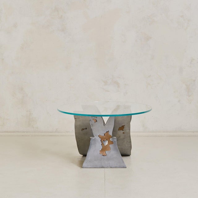 1980s Spanish Brass Coffee Table with Oval Glass Top Attributed to David Marshall For Sale - Image 5 of 11