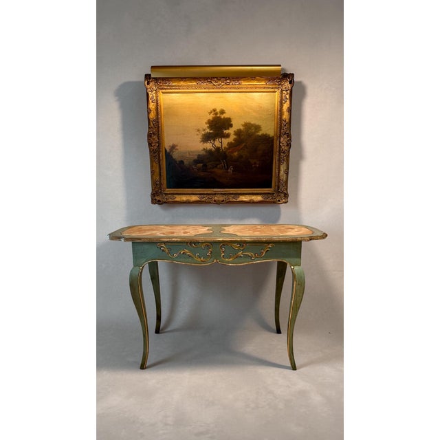 Vintage Bavarian Baroque Style Hand Painted Table Writing Desk For Sale - Image 14 of 18