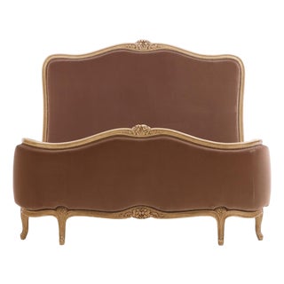 French Louis XV-Style Painted and Upholstered Full Bed, Ca. 1940. For Sale
