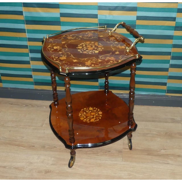 Italian Wooden Bar Cart, 1960s For Sale - Image 4 of 11