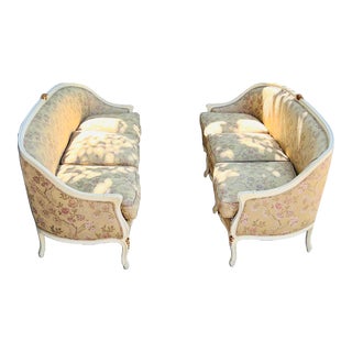 Pair of Mid 20th Century French Upholstered Sofas For Sale