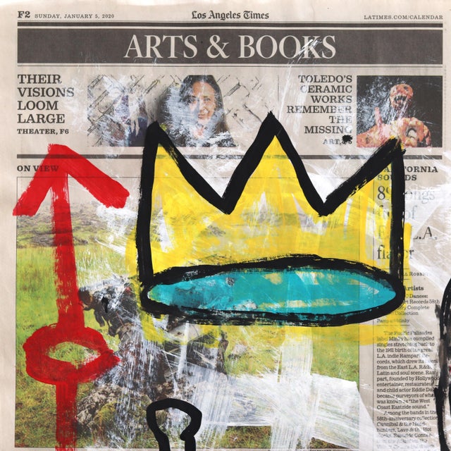 Boxing for the Crown - Original Pop Street Art Acrylic Painting on Newspaper by Gary John For Sale - Image 4 of 5