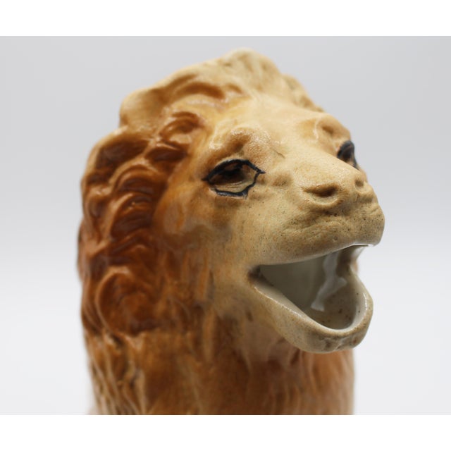 Tan Mid-20th Century French Stoneware Lion Jug For Sale - Image 8 of 9
