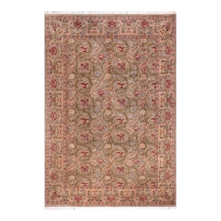 Shabby Chic Marry Gold Pak-Persian Green/Beige Wool Rug - 10'0'' X 14'2'' For Sale