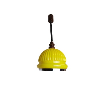 Large Ribbed Glass Pull Down Pendant, 1970s For Sale