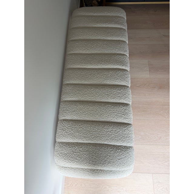 Modern Coco Republic Cream Boucle Bench - Fully Upholstered 60"w For Sale - Image 3 of 8