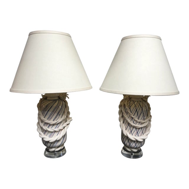 Rare Pair of Roy Hamilton “Bondage Series” Postmodern Ceramic Table Lamps, Los Angeles, Early 1980s For Sale