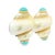 Vintage Maz Jumbo 14k Gold Shell and Turquoise Cabochon Earrings, A Pair For Sale - Image 4 of 11