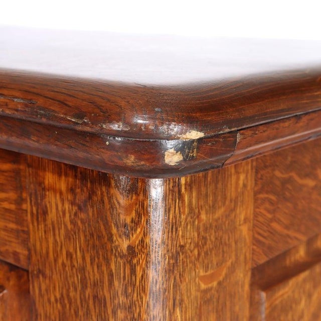 Antique Derby Oak Raised Panel S-Roll Top Desk With Carved Pulls C1920 For Sale - Image 13 of 13