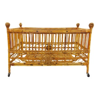 Antique Rattan & Bamboo Crib For Sale
