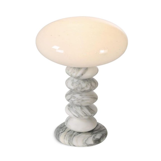 2020s Stacked Marble Stone Mini Table Lamp For Sale - Image 5 of 6