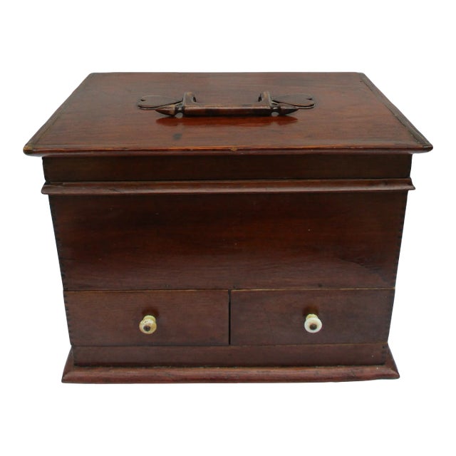 Antique Folk Art Hand Carved Jewelry Box or Trinket Box For Sale