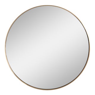 Regina Andrew Hanging Circular Mirror in Natural Brass For Sale