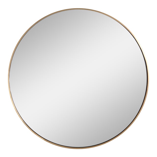 Regina Andrew Hanging Circular Mirror in Natural Brass For Sale