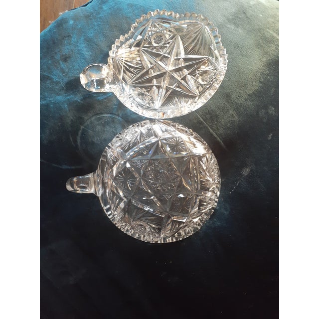1920s Pair of 1920s American Brilliant Cut Glass Nappy Dish Set For Sale - Image 5 of 8