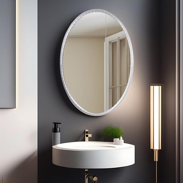 Laid Rope Silver Oval Mirror For Sale - Image 11 of 11