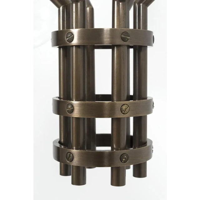Vintage Brutalistic Bronze Chandelier For Sale - Image 3 of 9