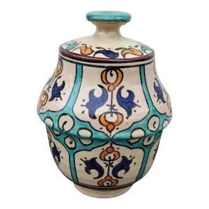 2020s Multicolor Moroccan Hand Painted Urn/ Jar 1