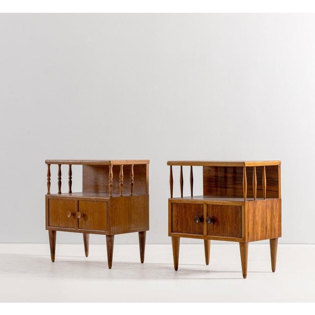 Walnut Bedside Tables attributed to Mario Cereghini, 1940s, Set of 2, in Very Good conditions. Designed 1920 to 1949 This...