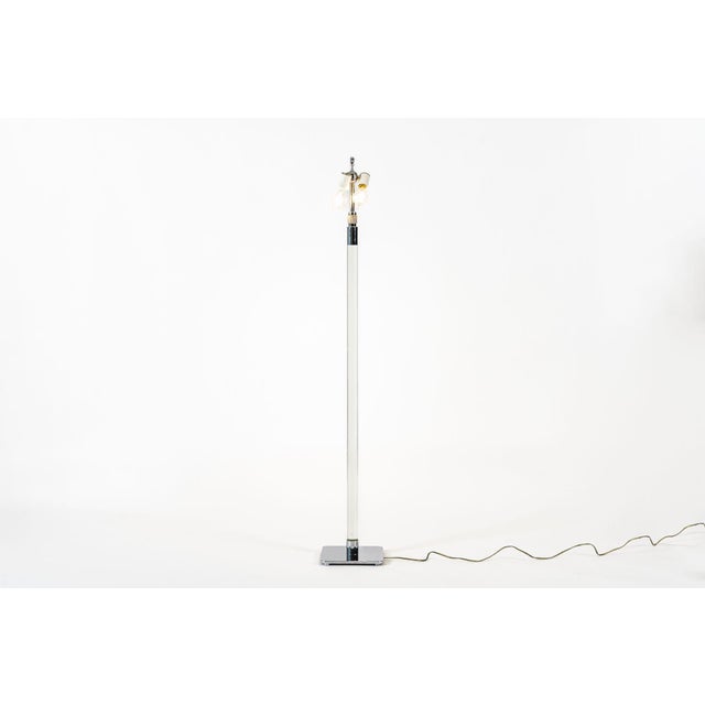 Mid-Century Modern Vintage Mid Century Glass Column & Chrome Floor Lamp by Hansen, 1970s For Sale - Image 3 of 15