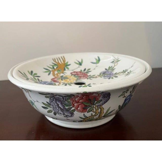 Asian Antique Copeland Spode 2 Piece Berry Strainer C. 1890 for T Good & Co London For Sale - Image 3 of 8