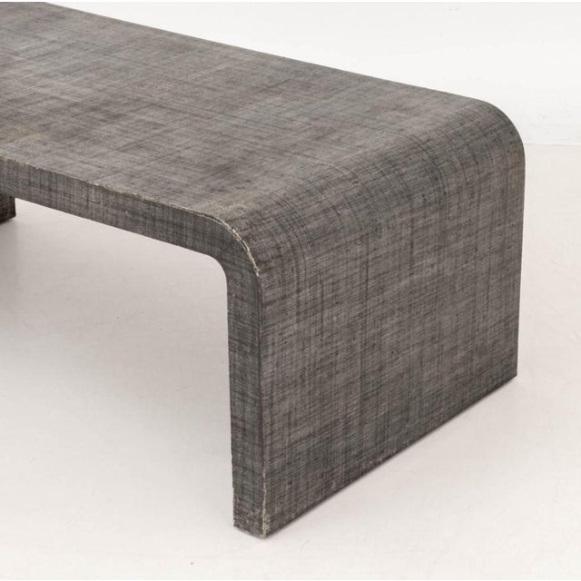 Textile Karl Springer Style Gray Grasscloth Coffee Table For Sale - Image 7 of 9