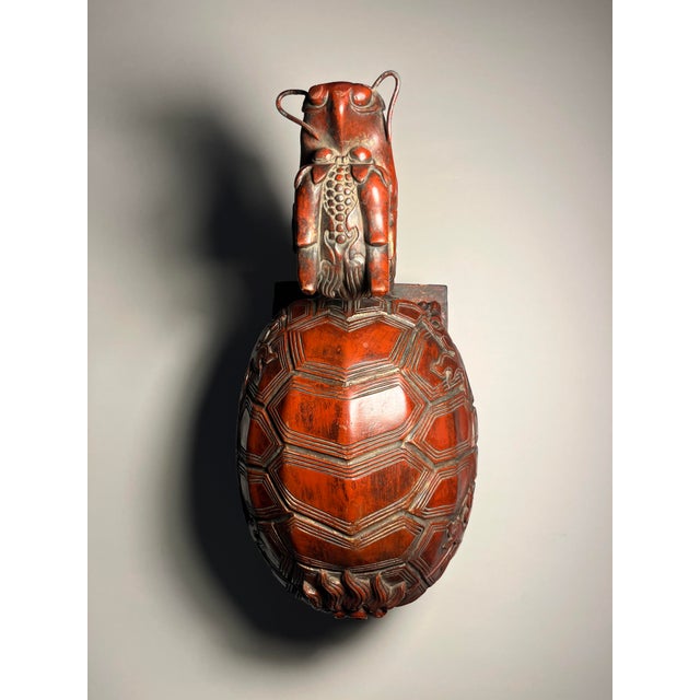 Pair of Late 19th Century Hand Carved Wood Antique Chinese Longgui Dragons Aka Dragon Turtles For Sale - Image 9 of 12