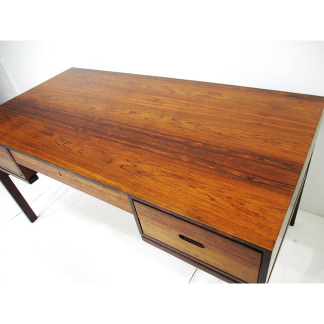 Arne Wahl Iversen Executive Rosewood Writing Desk by Vinde Mobelfabrik Denmark For Sale - Image 12 of 18