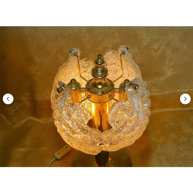 Vintage Murano Crystal and Brass Table Lamp, 1960s For Sale - Image 4 of 11