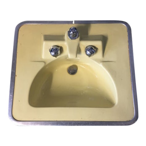 1960s Dreyfuss Post War Yellow Crane Bathroom Sink | Chairish