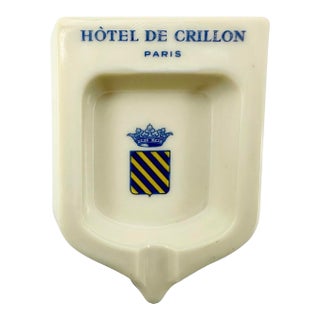 Vintage Hotel De Crillon Paris Opalex Milk Glass Ashtray Catchall Dish France For Sale