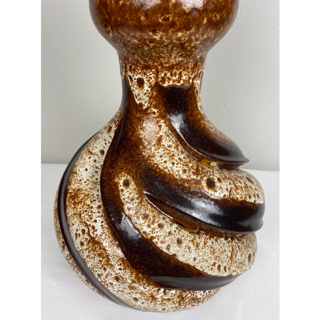 Ceramic Large Mid-Century Sculptural Ceramic Table Lamp Beige & Brown For Sale - Image 7 of 7