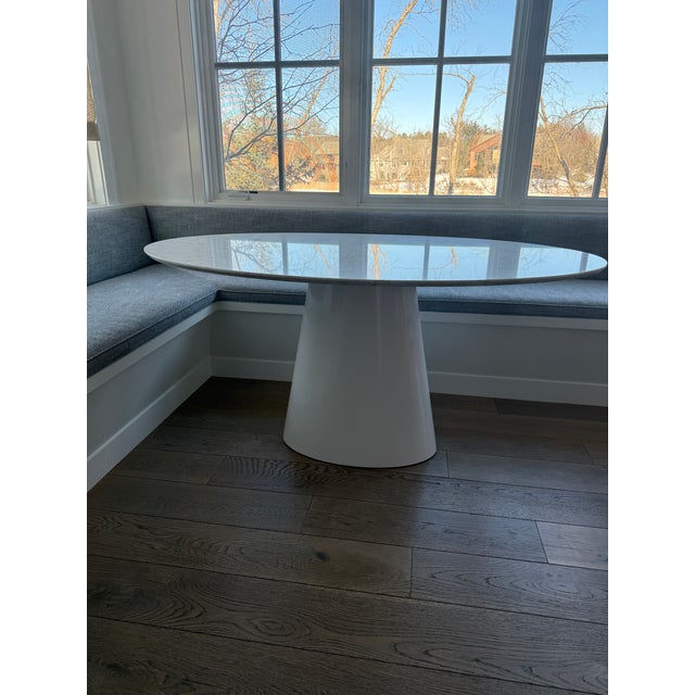 Mid-Century Modern Room and Board, Decker Marble Kitchen Table - Oval 60” For Sale - Image 3 of 5