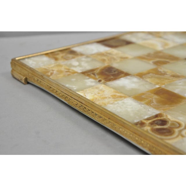 Vintage Mid Century Modern Mosaic Brown Onyx Stone Chess Game Checkerboard For Sale - Image 12 of 18