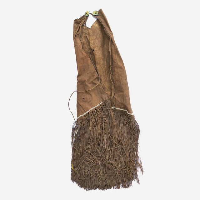 Brown Early 20th Century Maasai Leather Fringe and Beaded Olekesana Skirt Kenya For Sale - Image 8 of 8