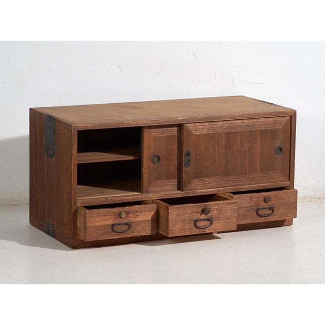 Low Antique Japanese Tansu Cabinet For Sale - Image 4 of 13